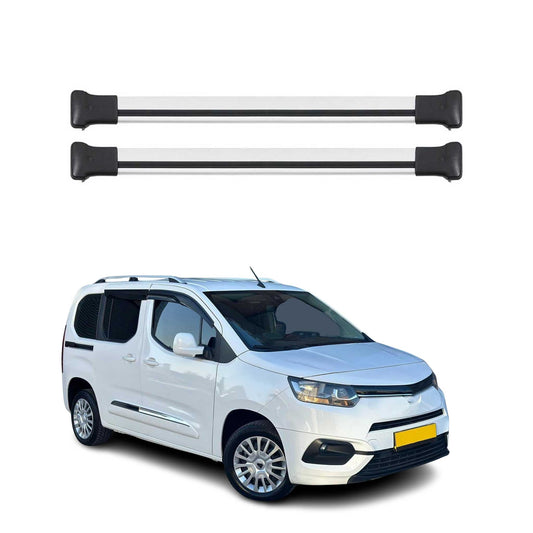 Portbagaj de plafon pentru Toyota Proace City 2019-2025 75kg aluminiu argintiu 2 piese