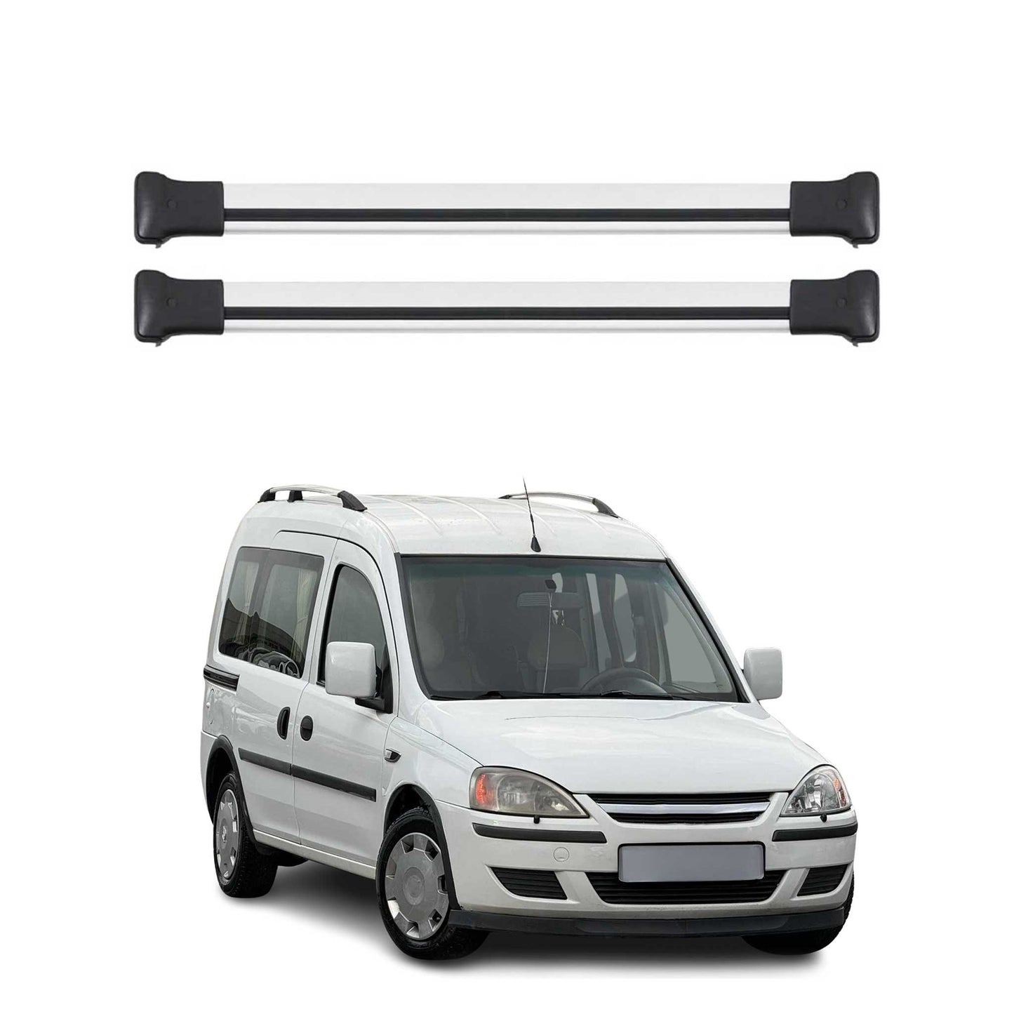 Portbagaj de plafon pentru Opel Combo C 2001-2011 75kg aluminiu argintiu 2 buc