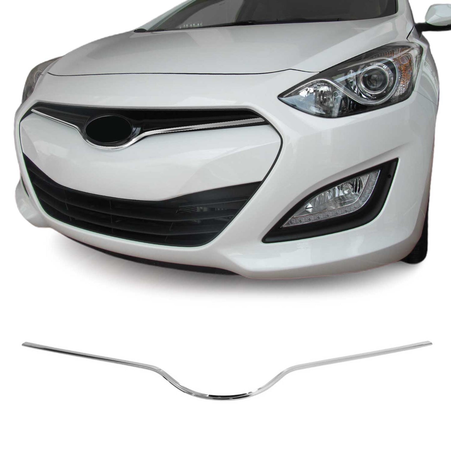 Benzi decorative grilă auto pentru Hyundai i30 2012-2017, oțel inoxidabil, argintiu, 1 bucată