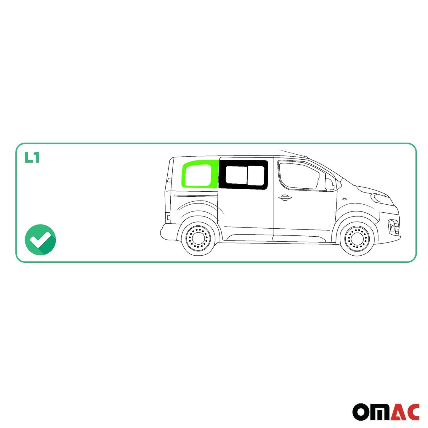 Seitenfenster Sicherheitsglas für Fiat Scudo 2022-2025 Schwarz Rechts L1