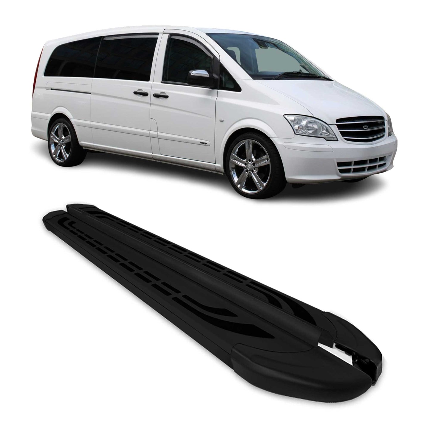 Trittbretter Seiten für Mercedes Viano W639 2003-2014 Extra L3 Langer Schwarz