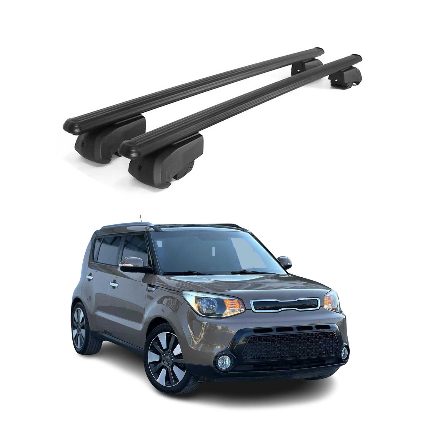 Dachträger Gepäckträger für Kia Soul II 2014-2019 ABE Aluminium Schwarz 2x