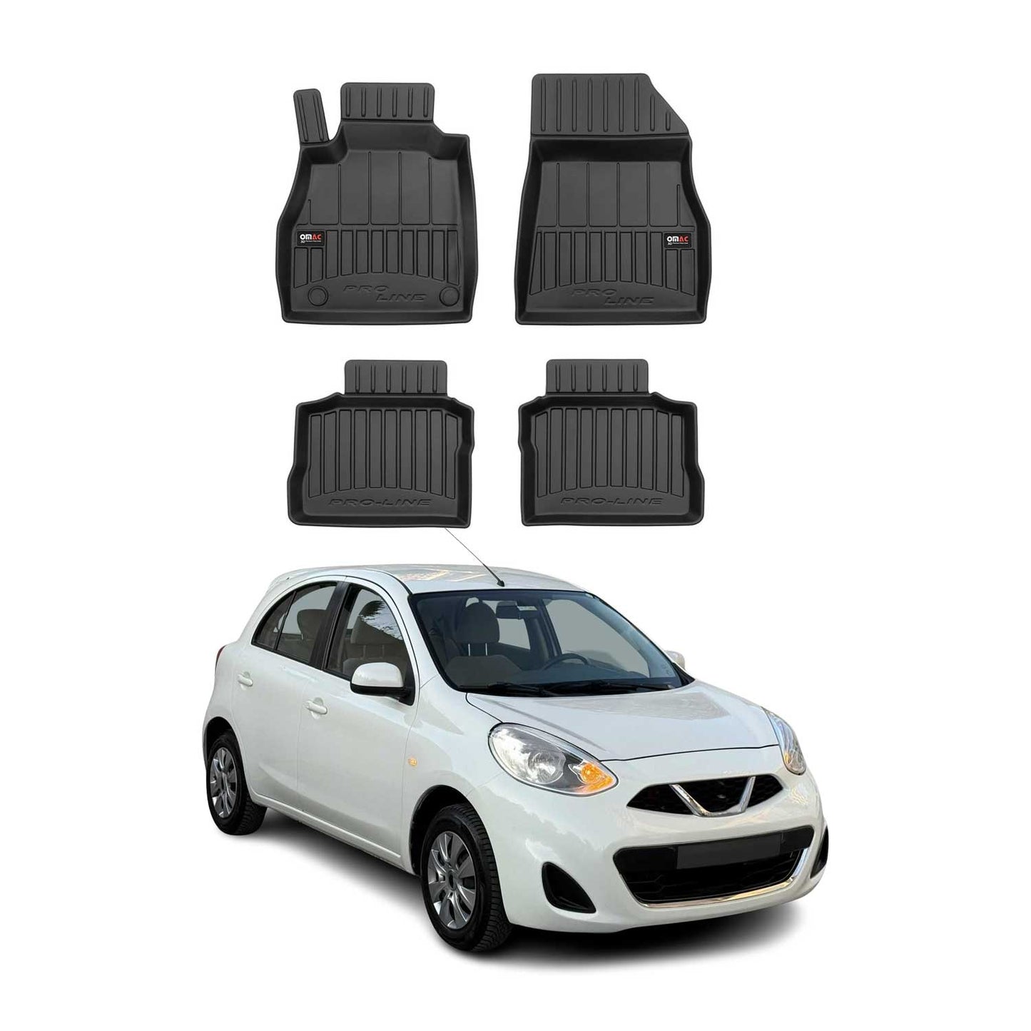 2016-2025 Nissan Micra K14 Fußmatten TPE Schwarz 4 tlg