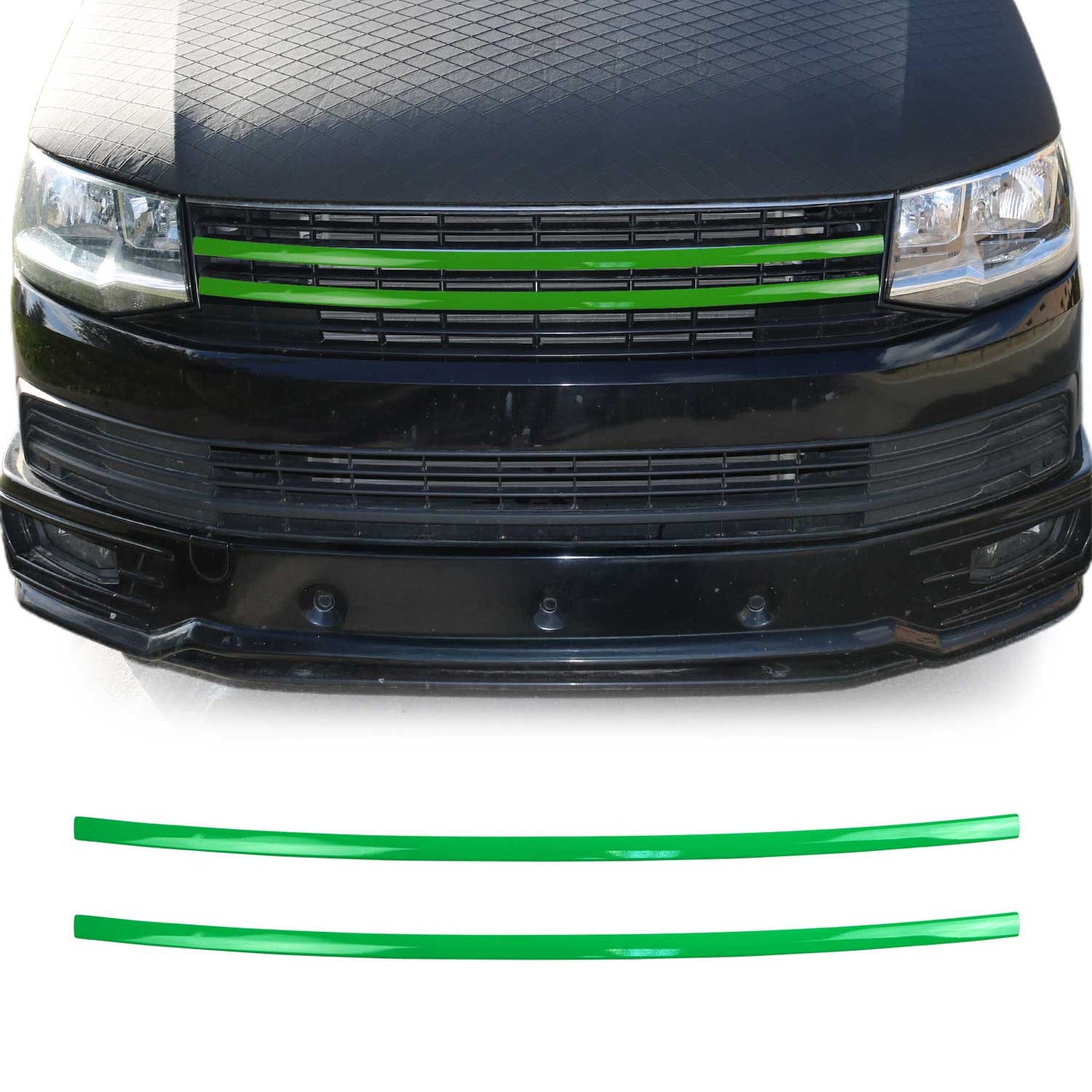 Benzi grilă radiator pentru VW T6 Transporter 2015-19, oțel inoxidabil, verde, 2x