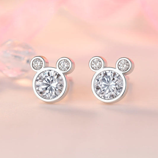 Cercei cu șurub din argint 925, șoarece mic, 8 mm