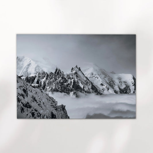 Aiguille Du Midi Fine Art Druck Monochrom - Aufl. 1 Leistung Hoch Größe 30x40 cm