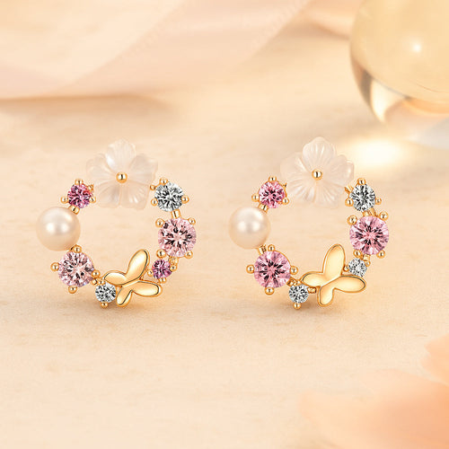 SterlingArt Ohrstecker Blumenkranz - Durchmesser 8 mm 925 Silber