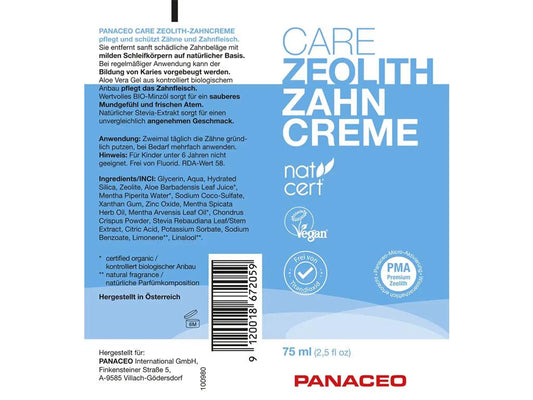 PANACEO CARE Zeolith Zahncreme – 75 ml