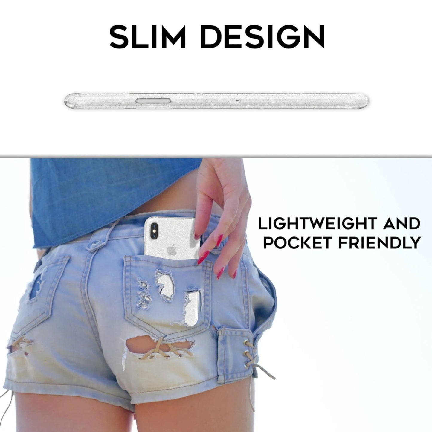 Husă NALIA Dazzlin Glitter - Husă de protecție la modă ultra-subțire din silicon cu particule de sclipici pentru iPhone XS Max