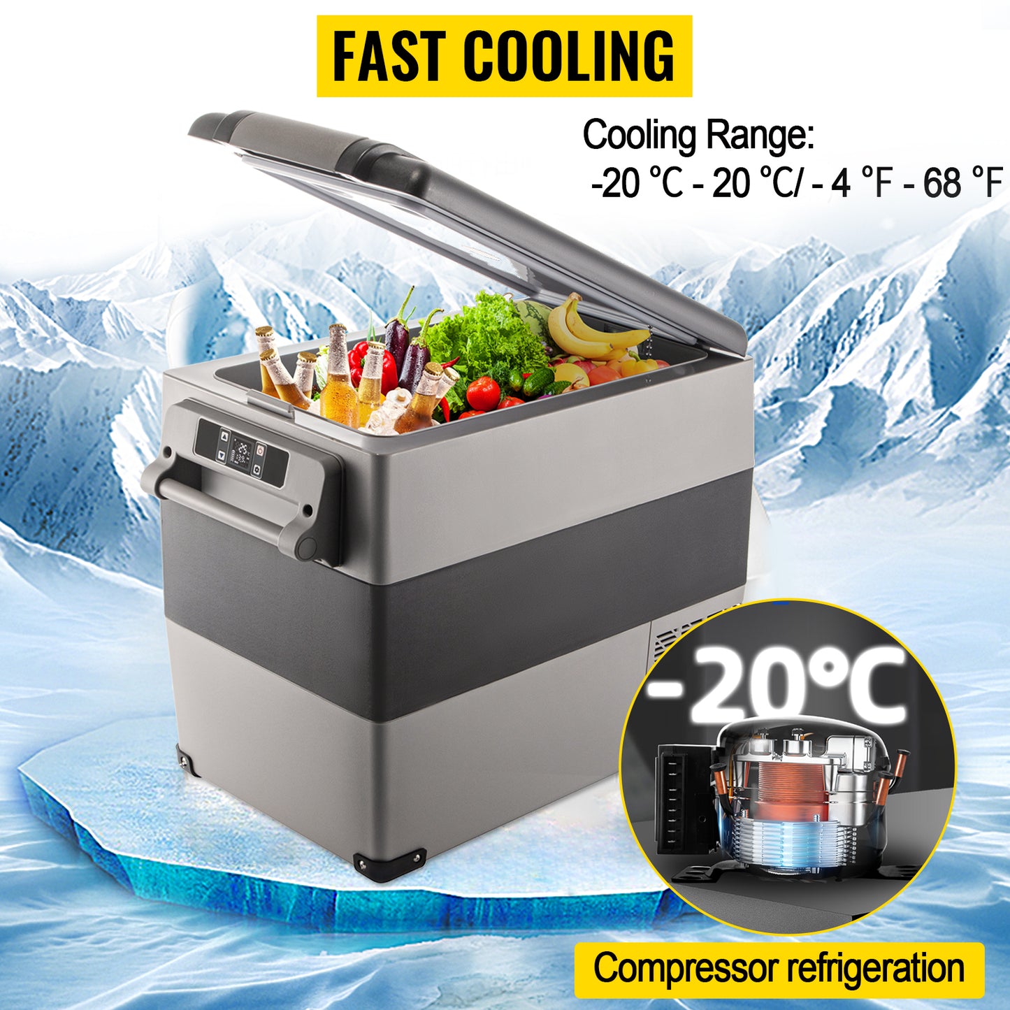 VEVOR 20L 22L 35L 45L 55L Auto-Kühlschrank Mini-Kühler Komprimier-Kühler 12/24V DC 110-240V Eisbox für Camping