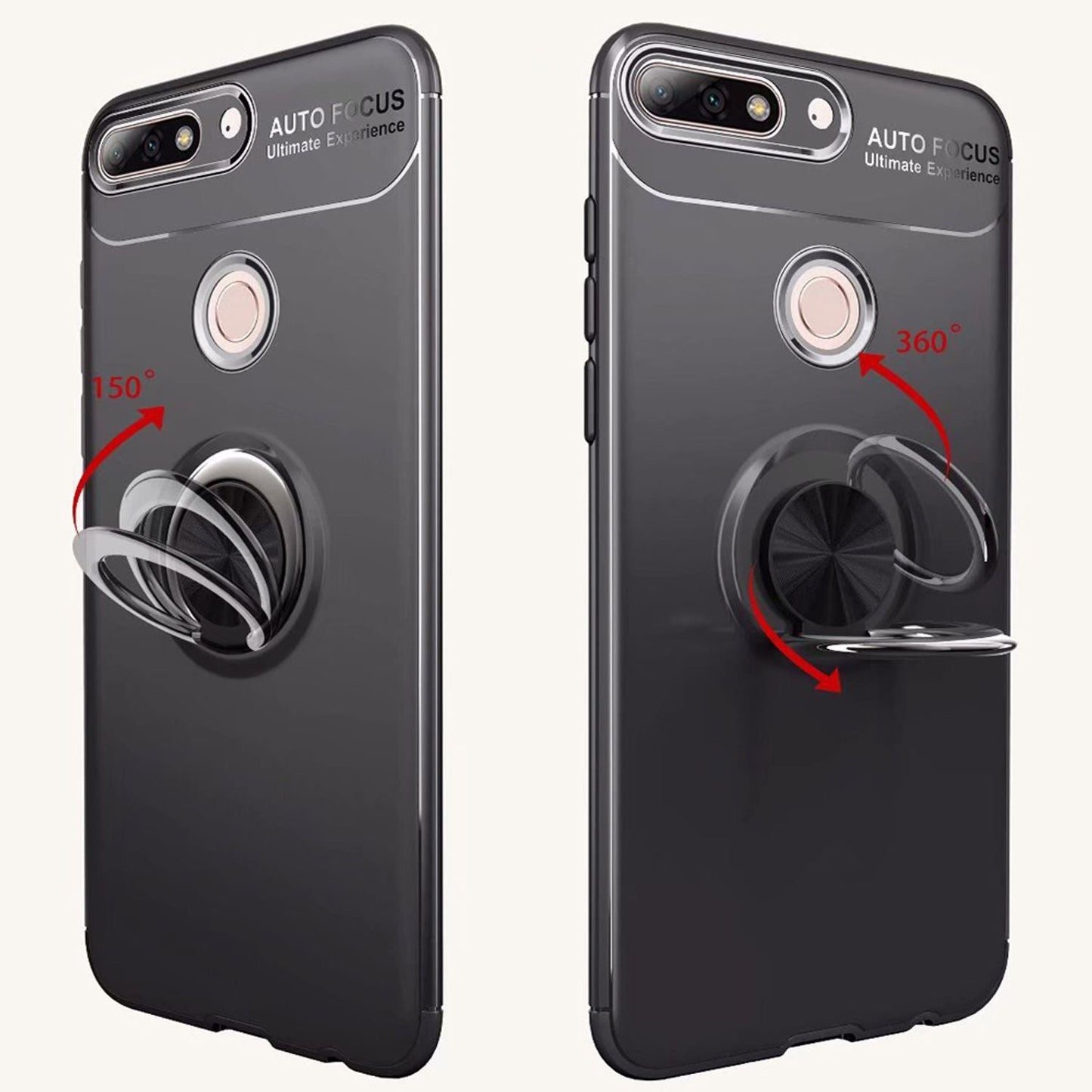 NALIA Ring Hülle kompatibel mit Huawei Y7 2018, Silikon Cover für KFZ Halterung