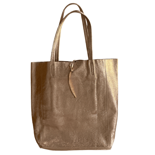 Leder Shopper mit Innentasche Rosegold