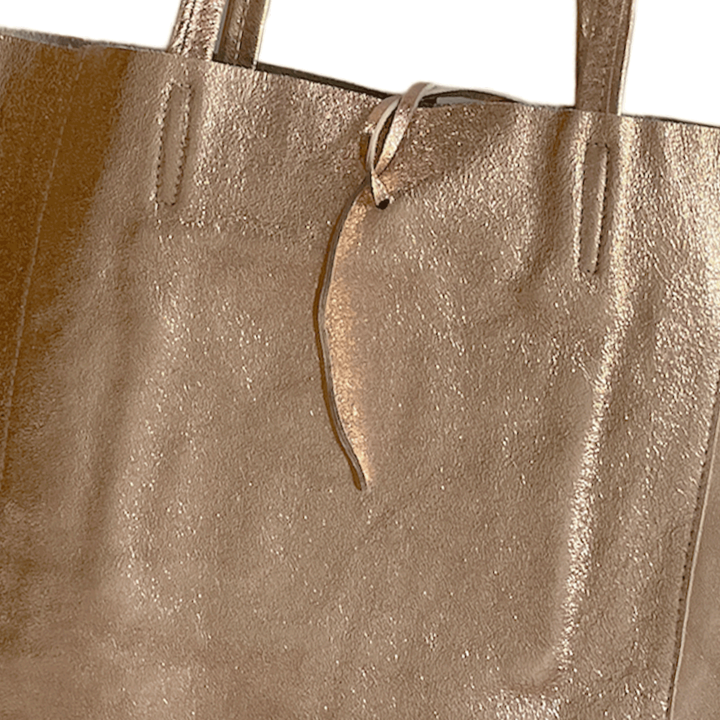Leder Shopper mit Innentasche Rosegold