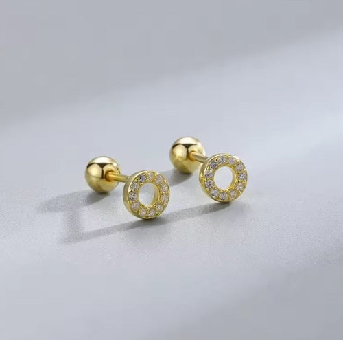 LunaGlanz Ohrstecker Strass Kreis - Edelstahl Ø5mm Nickelfrei