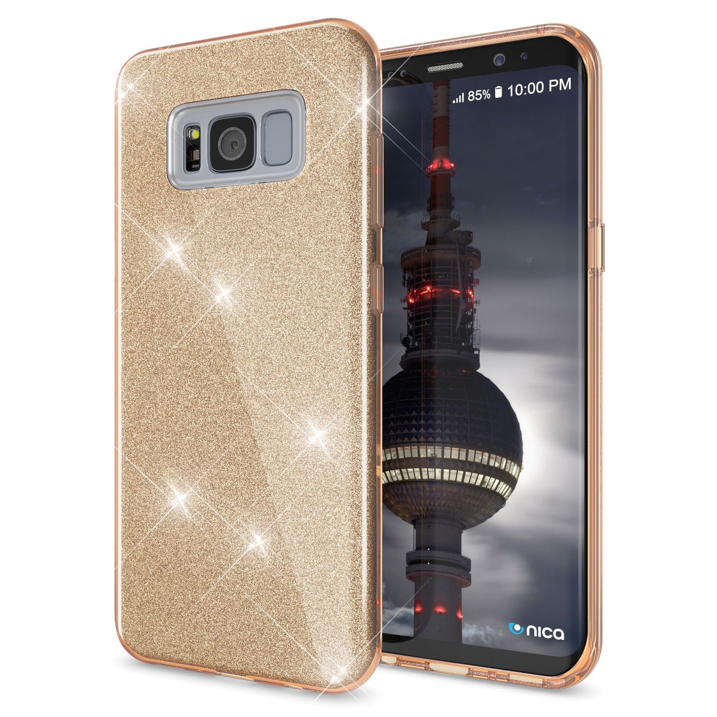 Samsung Galaxy S8 Plus Handy Hülle von NALIA, Glitzer Silikon Cover Case Schutz