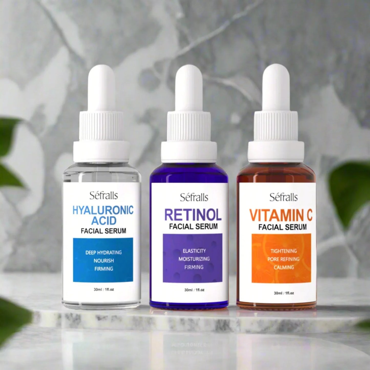 séfralls 3-step serum set hyaluronic acid vitamin c vitamin a for radiance