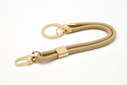 Schlüsselanhänger mit Karabiner Beige