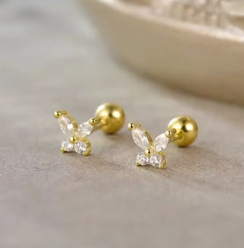 LSchmuck Ohrstecker Schmetterling Strass - Größe 5 mm Edelstahl