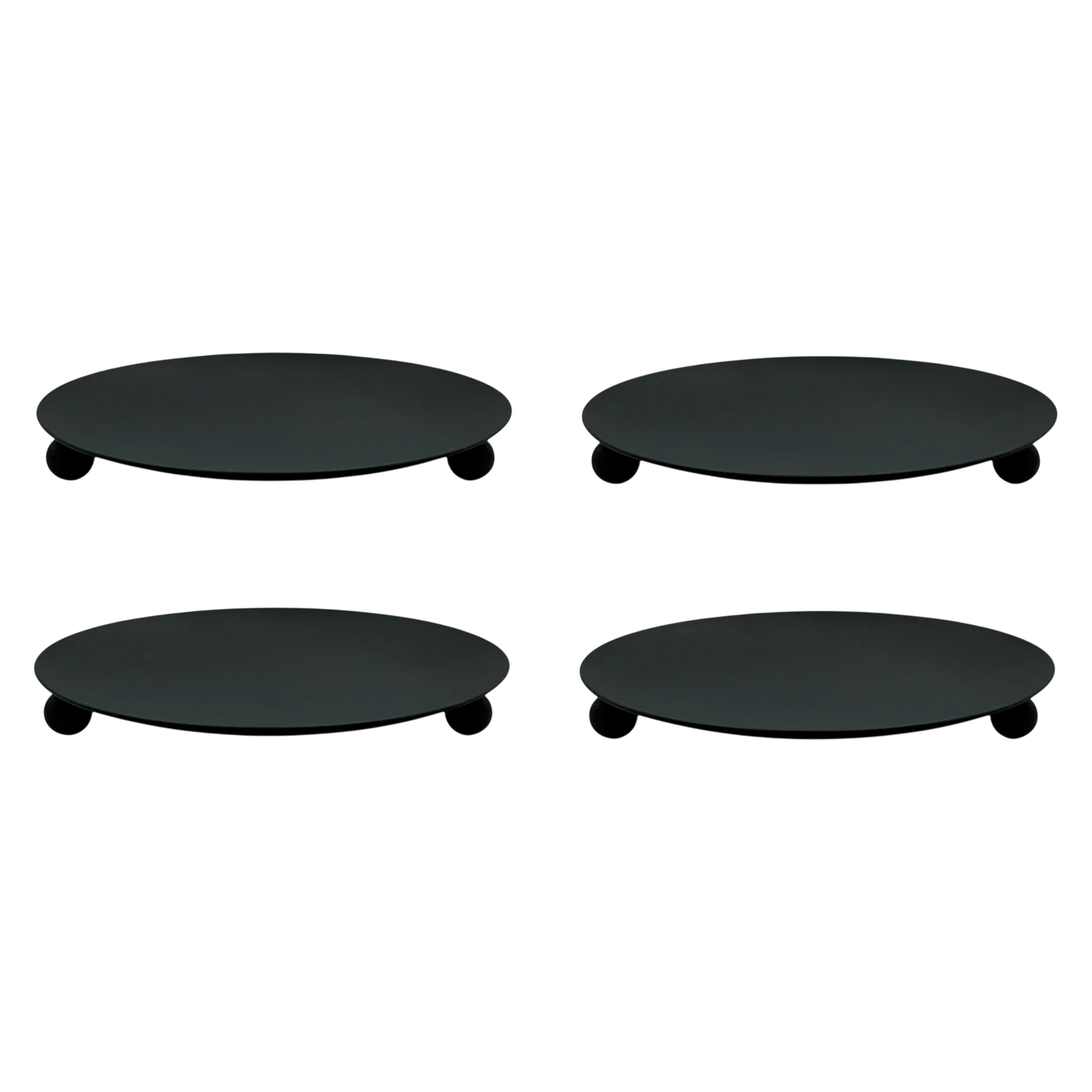 Lumenix Kerzenteller Schwarz Matt - 4er Set, Ø8,5 cm, Metall