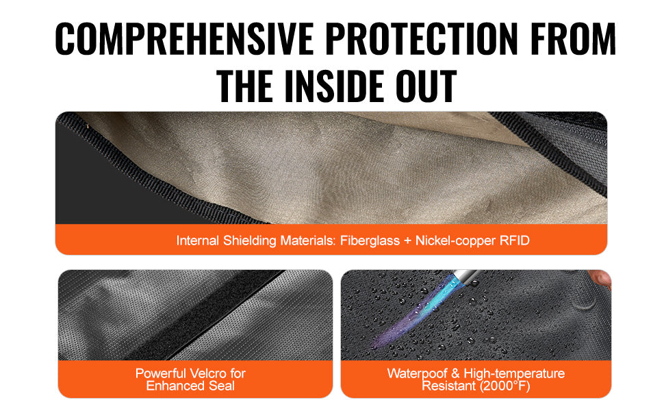 VEVOR Faraday Pouch Set für Laptop, feuersicher und wasserdicht, für Auto-Schlüssel, Phones, Tablets, Anti-Diebstahl-Pouch, Anti-Hacking-Fall