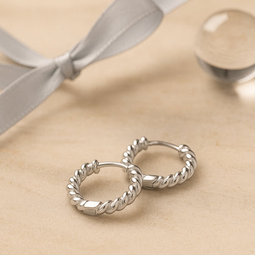 SterlingSilber Ohrringe Kordeloptik - Länge 2 cm Durchmesser 1,4 cm