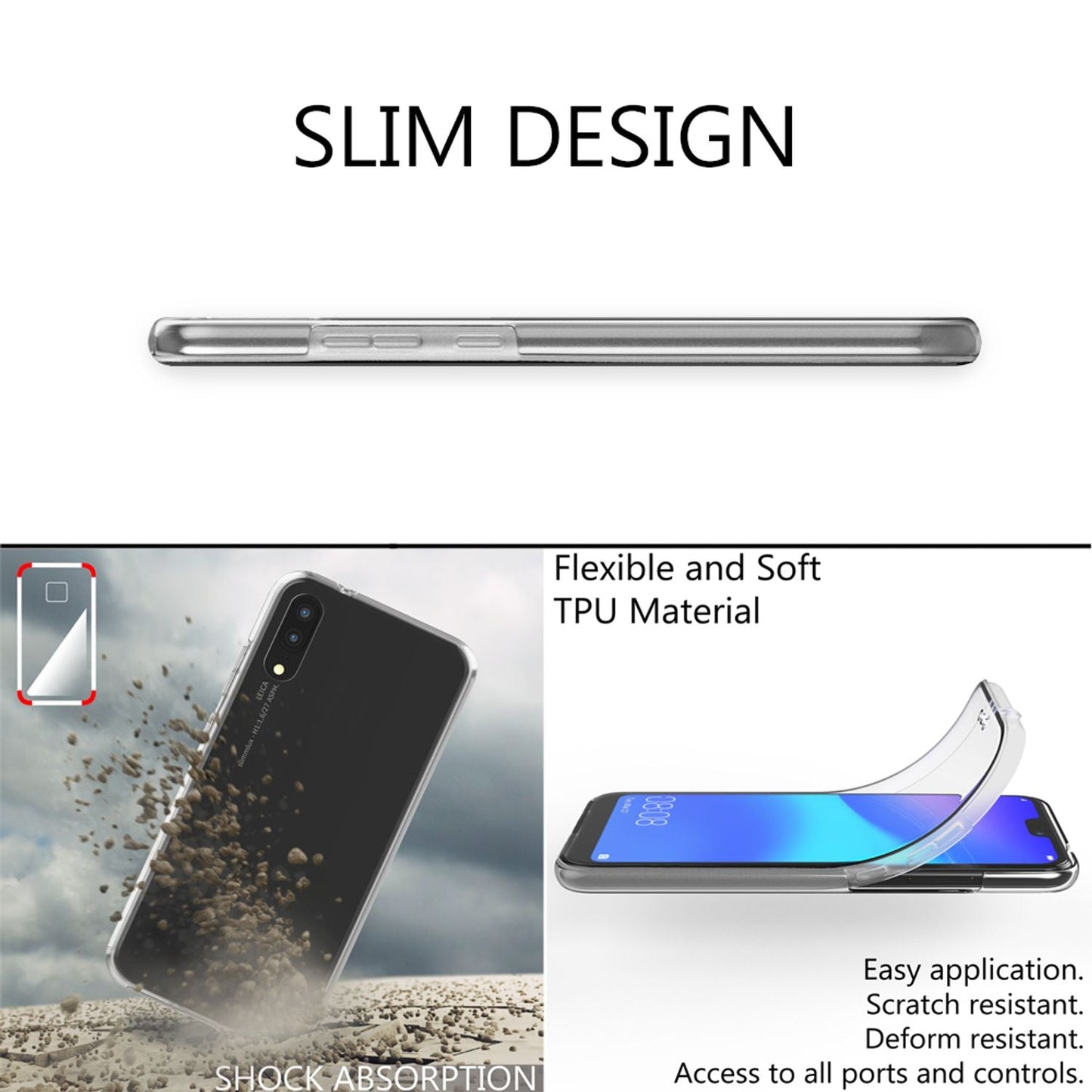 NALIA 360 Grad Handy Hülle - Vollständiger Rundumschutz Transparenter Displayschutz Kompatibel Huawei P20