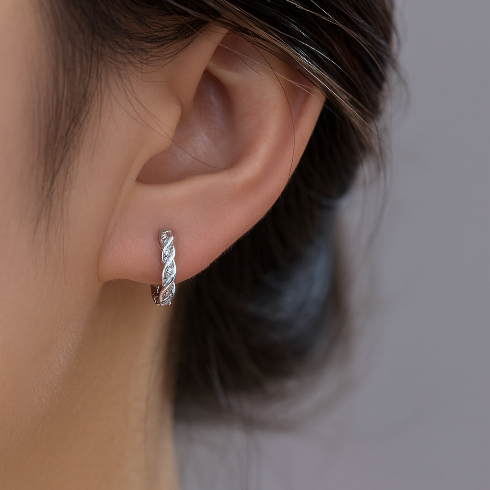 Cercei din argint 925, cercei rotunzi cu zirconiu cubic