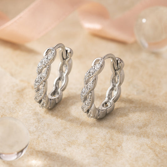 Cercei din argint 925, cercei rotunzi cu zirconiu cubic