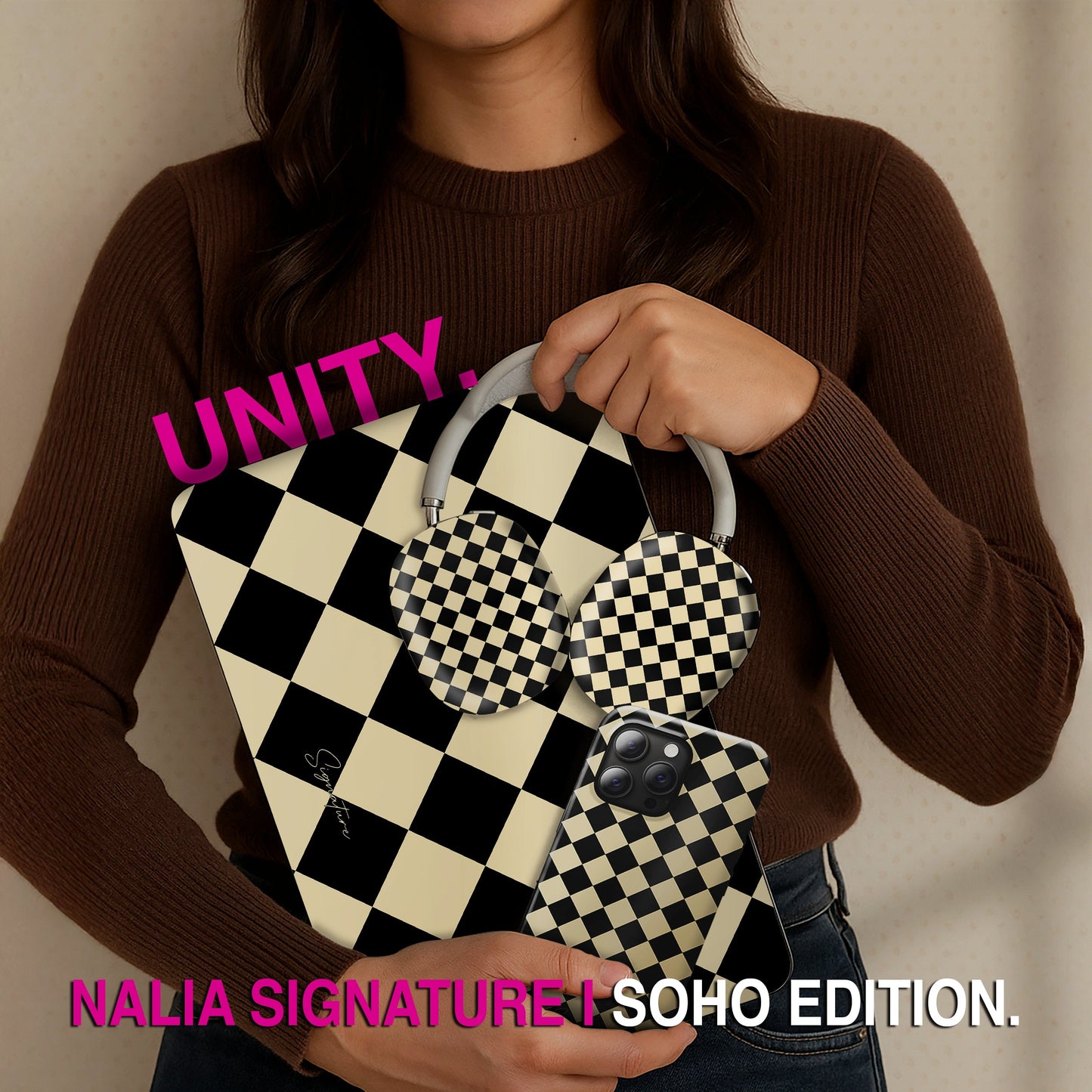 NALIA Soho Karo Muster Hülle Plus - Größe 10.9 Zoll Material TPU PU Gewicht Leicht