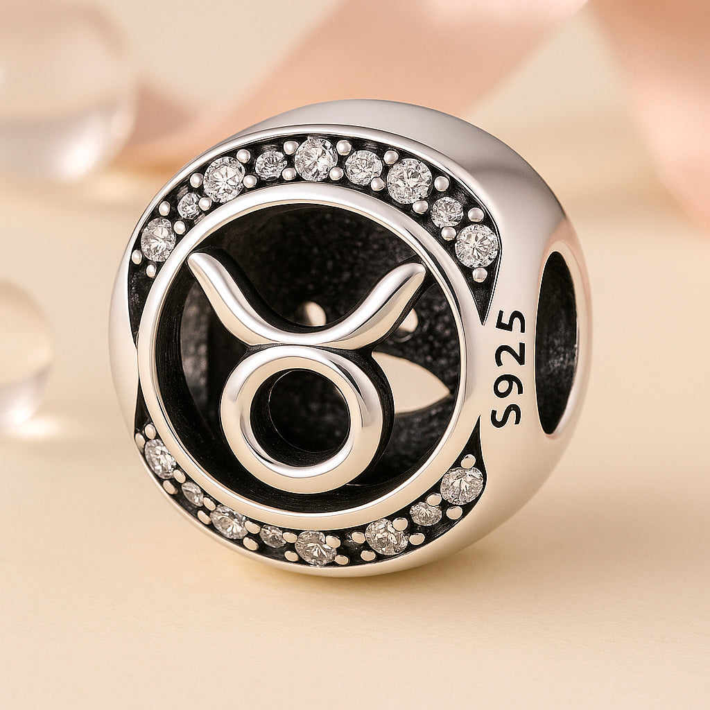 Brățară / pandantiv din argint 925, cu motiv zodiacal, sferă, 1,2 cm