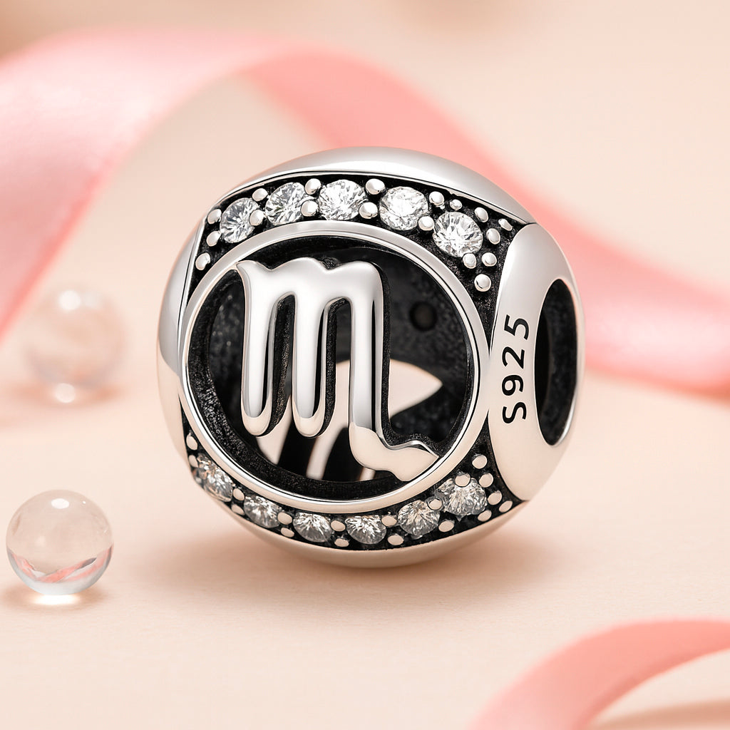 Brățară / pandantiv din argint 925, cu motiv zodiacal, sferă, 1,2 cm