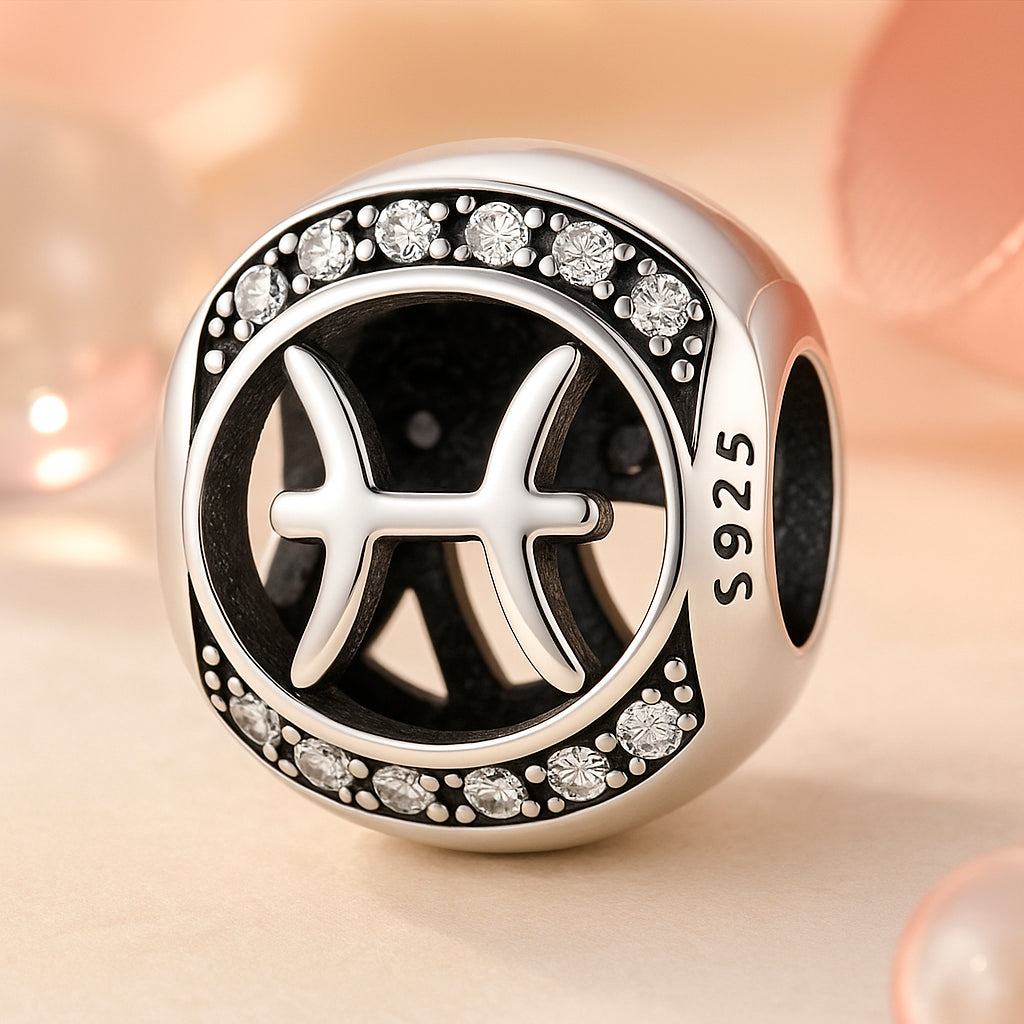 Brățară / pandantiv din argint 925, cu motiv zodiacal, sferă, 1,2 cm