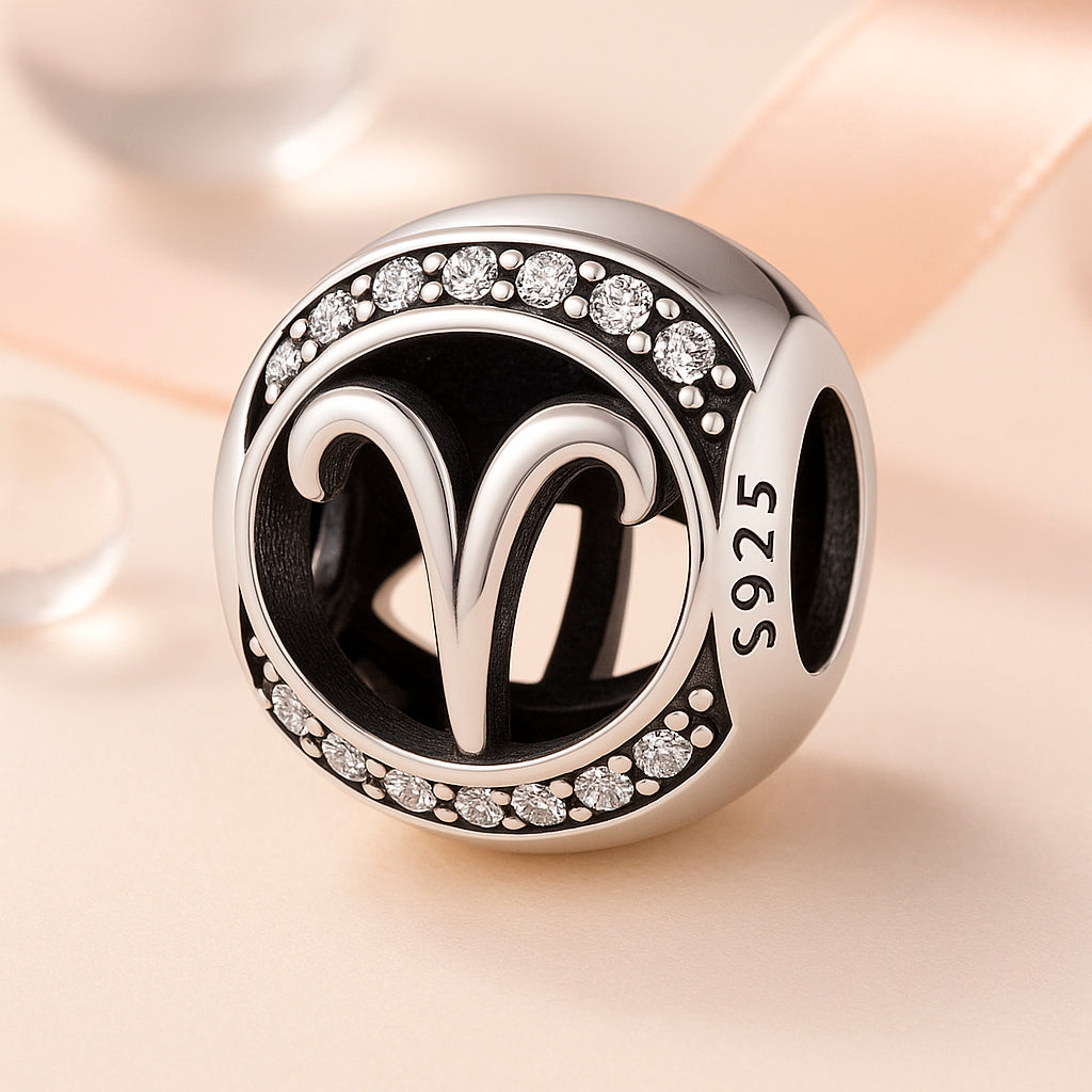 Brățară / pandantiv din argint 925, cu motiv zodiacal, sferă, 1,2 cm