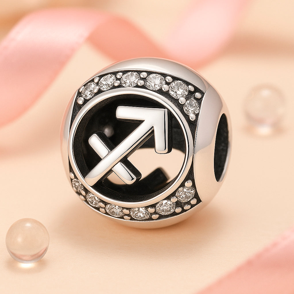 Brățară / pandantiv din argint 925, cu motiv zodiacal, sferă, 1,2 cm