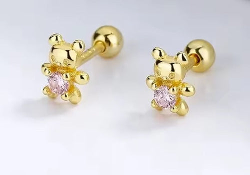 Teddybären Ohrstecker Strasssteinchen - Größe 5 mm Edelstahl Nickelfrei