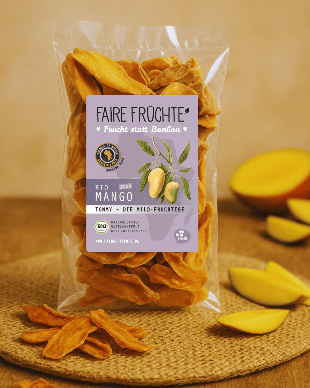 Tommy Fâșii de Mango cu Aromă Ușoară de Fructe - Organice 100 grame Fără Gluten Vegan Fără Aditivi
