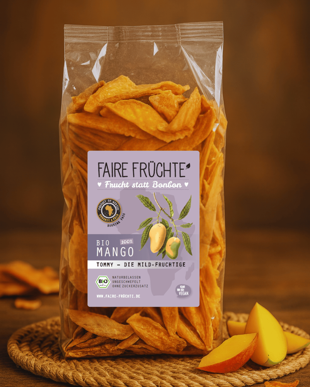 Tommy Fâșii de mango cu fructe delicate, naturale și suculente - 500 g, organice, mărime premium