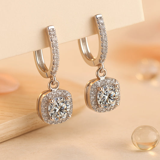 Cercei din argint 925, cuburi de zirconiu cubic