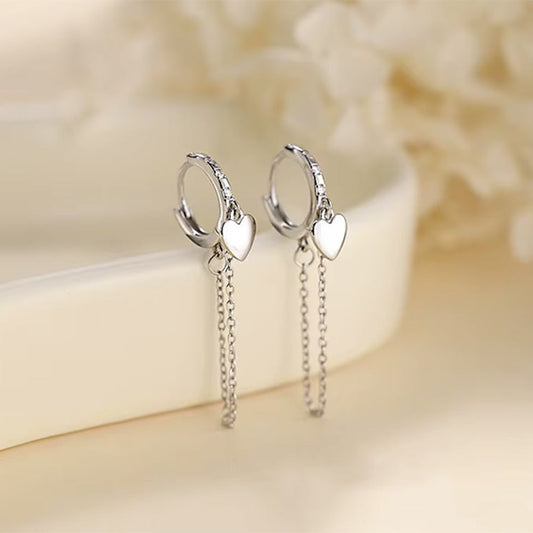 Cercei din argint 925, inimă captivantă cu zirconiu cubic
