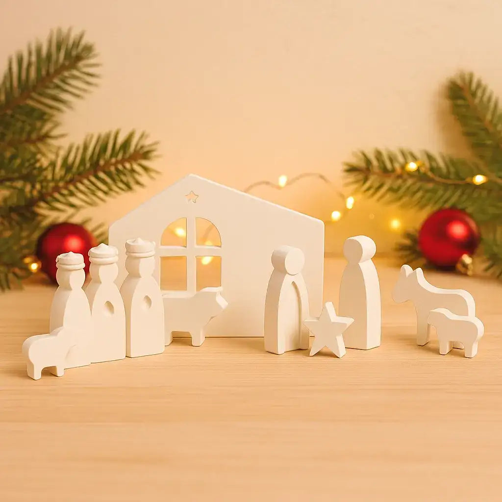 KleineKrippe Mini Handgefertigte Figuren - Maße 12x9x8 cm, Kap.3F