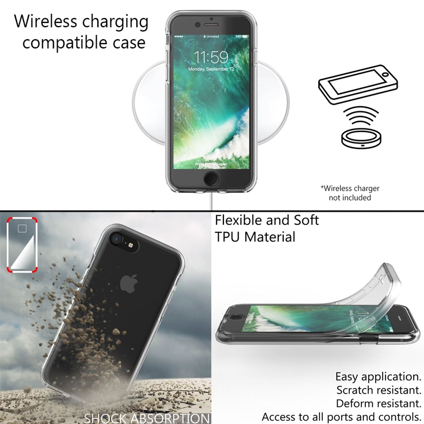 NALIA 360° Handy Hülle für iPhone SE 2022 / SE 2020 / 8 / 7, Case Cover Schutz