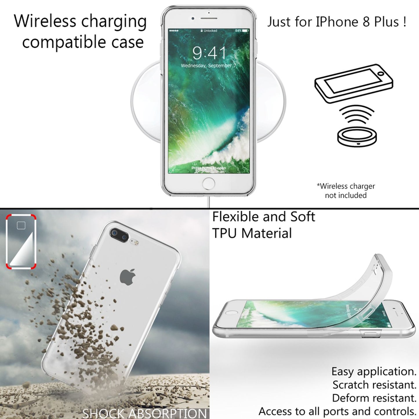 NALIA 360 Grad Handy Hülle für Apple iPhone 8 Plus / 7 Plus, Full Cover Case