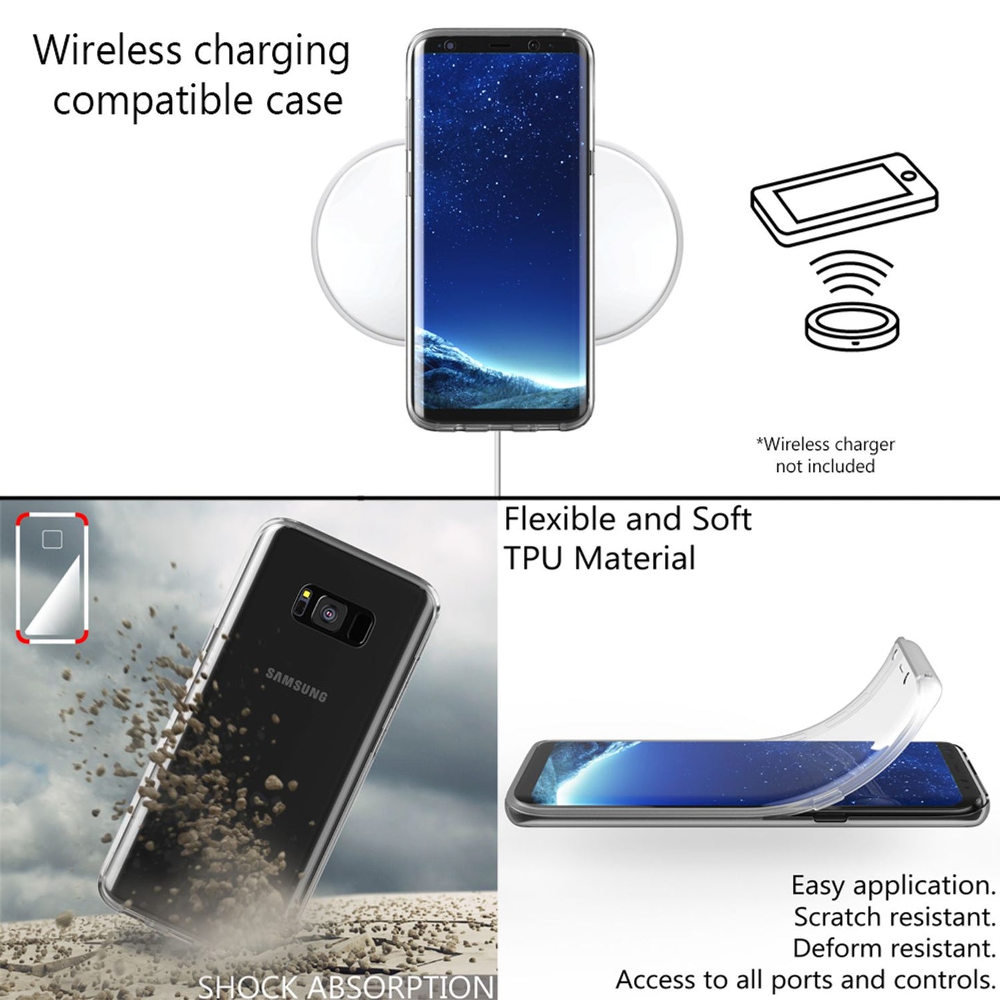 NALIA 360 Grad Handyhülle Rundumschutz - Transparent Silikon-Bumper Galaxy S8 Kompatibel