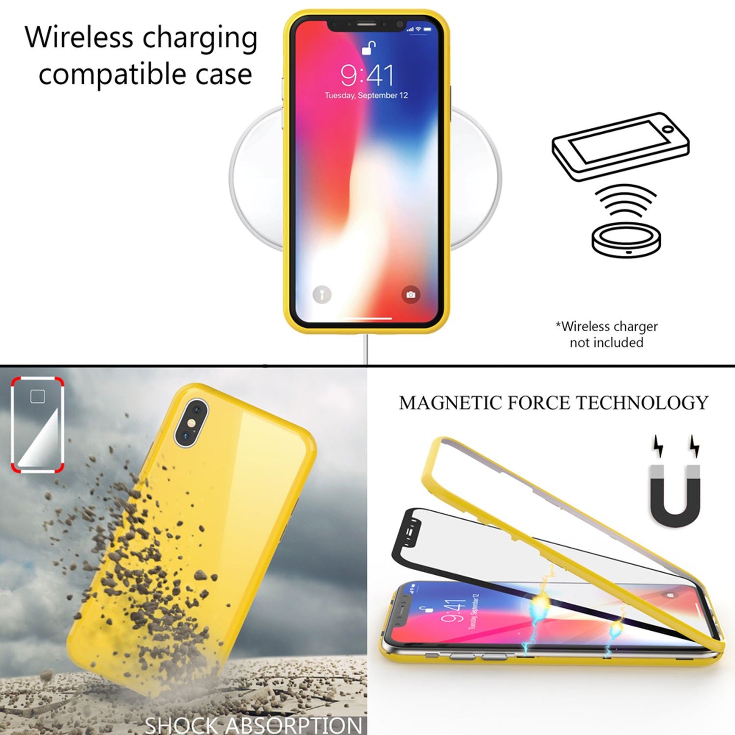 NALIA 360° Magnet Hülle - Ultra Slim Hartglas Rückseite Für iPhone XS Max 9H Härte Display Schutz