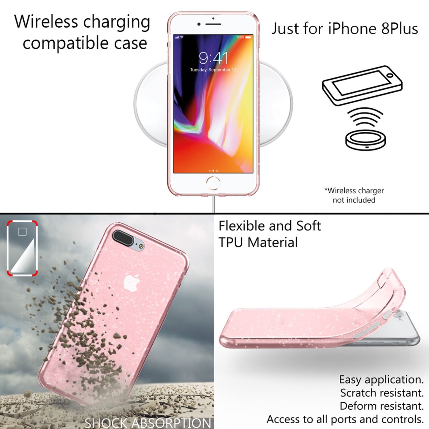 NALIA Iphone 8 Plus Glitzer Hülle - Silikon Luxuriöse Glitzeroptik Passgenau 5,5 Zoll